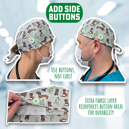 Halloween Men's Scrub Cap. Pirate skull tie-back style surgical cap by Paradise Caps.
