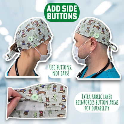 Halloween Skull tie-back style surgical scrub cap for men by Paradise Caps.